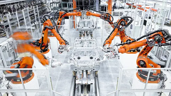 Robotergesteuerte Produktion in der Automobilindustrie