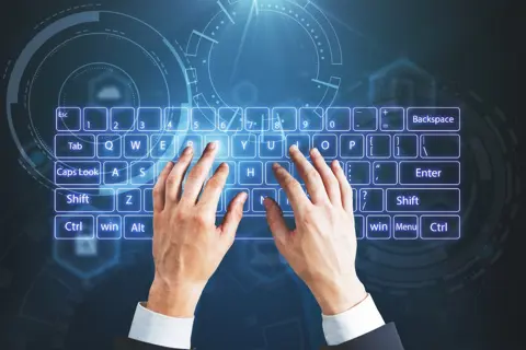 Virtuelle Tastatur mit Händen